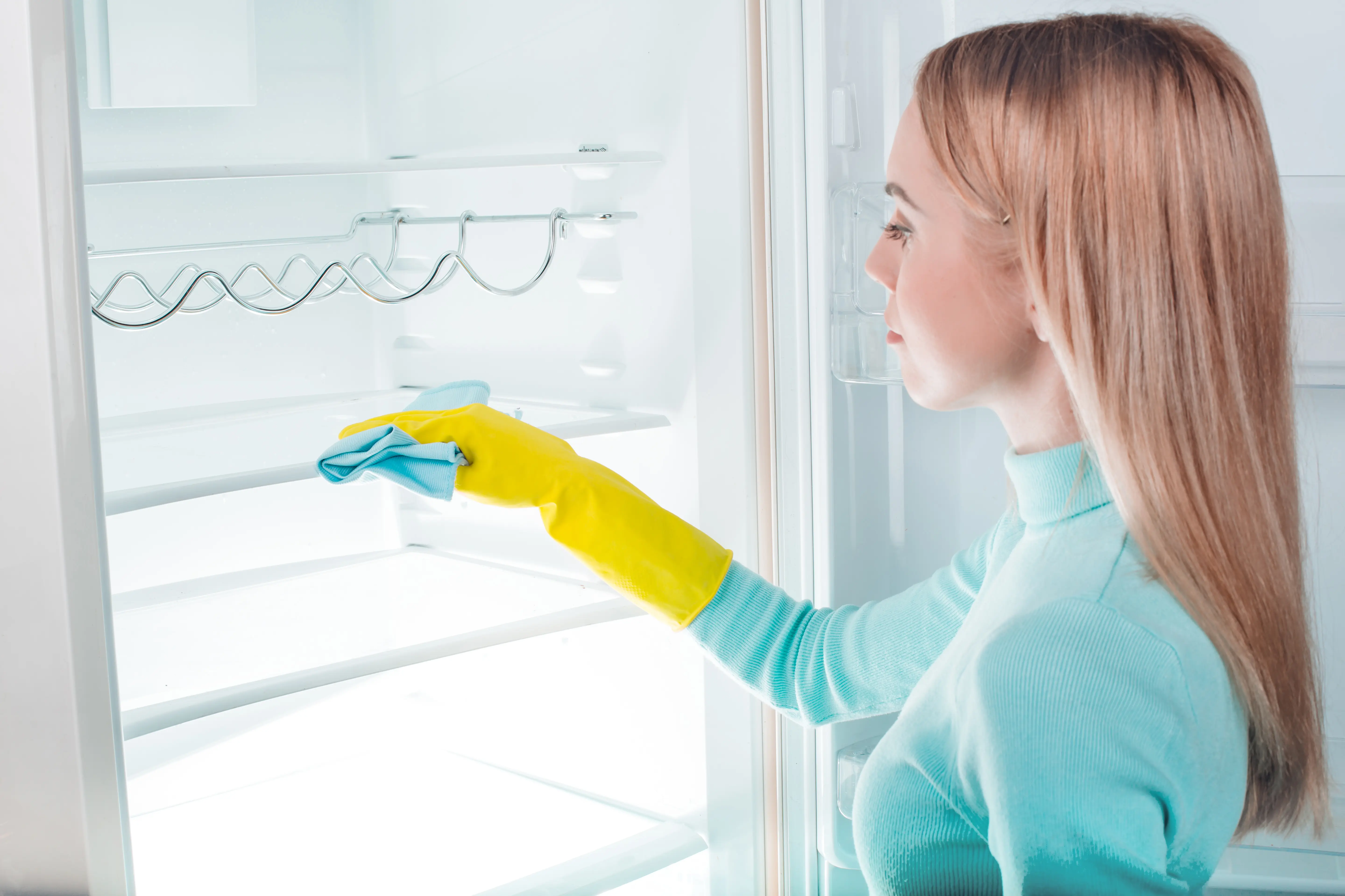House Cleaning Lady Cleaning Refrigerator